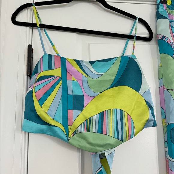 Show Me Your Mumu Go Go Luxe Satin Matching Set Irwin Pants and Scarf Top Medium - Picture 5 of 9